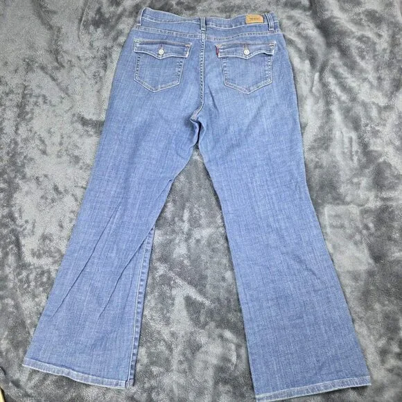 Levi's 512 Perfectly Slimming Boot Cut Jeans Womens 14S Medium Wash High Rise - Picture 2 of 14
